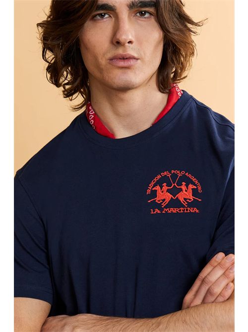 T-shirt uomo manica corta in jersey di cotone con team logo - Vernie LA MARTINA | MCR009JS388/07017